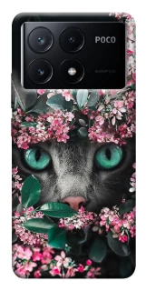 Чохол на Xiaomi Poco X6 Кіт в квітах фото 1 з 1
