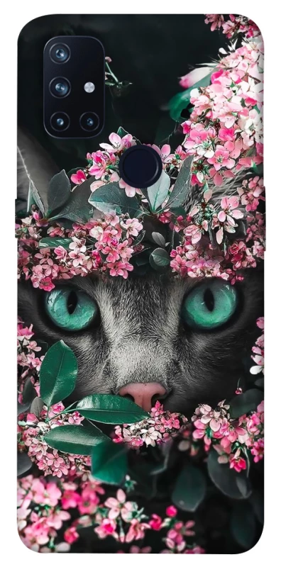 Чехол на OnePlus Nord N10 5G Кот в цветах фото 1 из 1