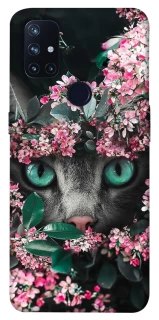 Чехол на OnePlus Nord N10 5G Кот в цветах фото 1 из 1