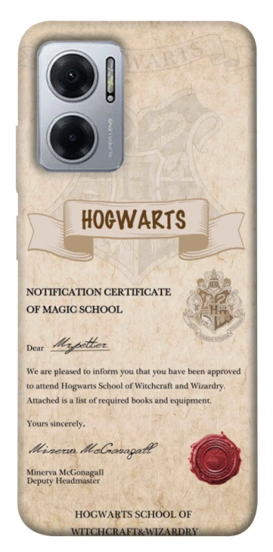 Чехол на Xiaomi Redmi Note 11E The Hogwarts acceptance letter фото 1 из 1