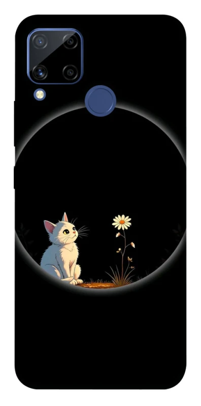 Чохол на Realme C15 Cat and flower фото 1 з 1