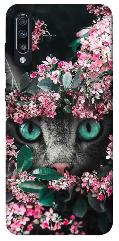 Чохол на Samsung Galaxy A70 (A705F) Кіт в квітах фото 1 з 1