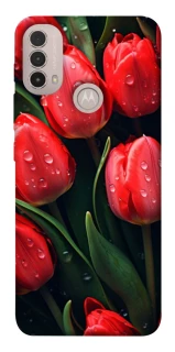 Чохол на Motorola Moto E40 Червоні тюльпани фото 1 з 1