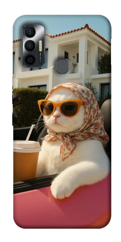 Чехол на TECNO Spark 7 Stylish Cat Cruise фото 1 из 1