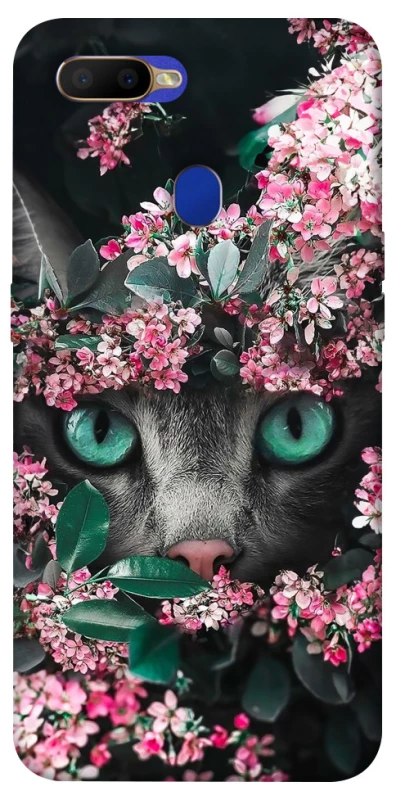 Чохол на Oppo A5s Кіт в квітах фото 1 з 1