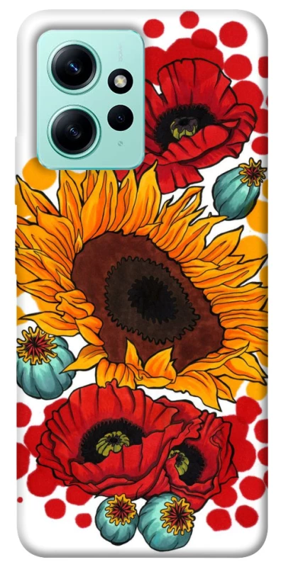 Чохол на Xiaomi Redmi Note 12 4G Соняшники та маки фото 1 з 1