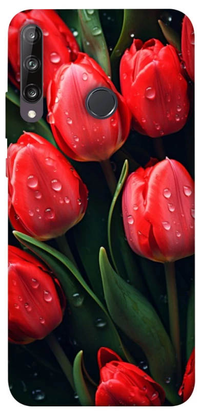 Чохол на Huawei P40 Lite E Червоні тюльпани фото 1 з 1