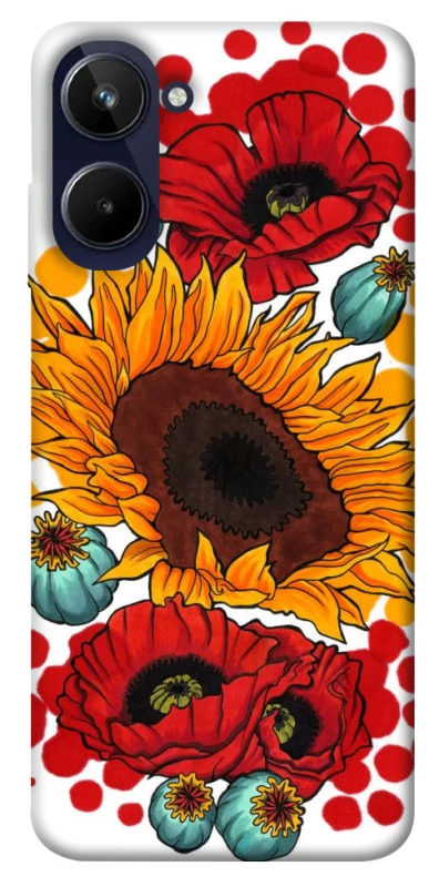 Чохол на Realme 10 4G Соняшники та маки фото 1 з 1