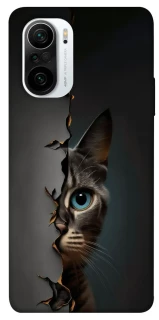 Чехол на Xiaomi Redmi K40 / K40 Pro / K40 Pro+ / Poco F3 Кот-подглядыватель v2 фото 1 из 1