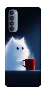 Чехол на Oppo Reno 4 Pro Чехол кот с кофе фото 1 из 1