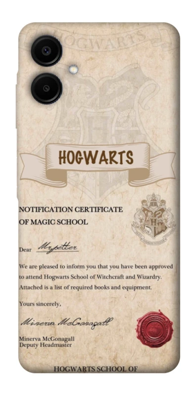 Чехол на Samsung Galaxy A06 The Hogwarts acceptance letter фото 1 из 1