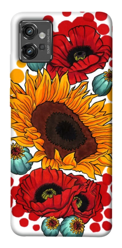 Чехол на Motorola Moto G32 Подсолнечники и маки фото 1 из 1