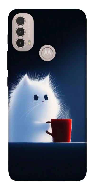 Чохол на Motorola Moto E40 Чохол кіт з кавою фото 1 з 1