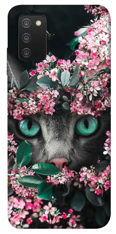 Чехол на Samsung Galaxy A03s Кот в цветах фото 1 из 1