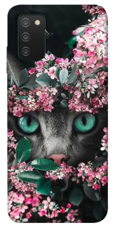 Чехол на Samsung Galaxy A03s Кот в цветах фото 1 из 1