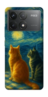 Чохол на Xiaomi Poco F6 Pro Cats under the stars фото 1 Чохол на Xiaomi Poco F6 Pro Cats under the stars фото 1 з 1