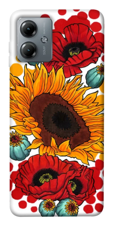 Чохол на Motorola Moto G14 Соняшники та маки фото 1 з 1