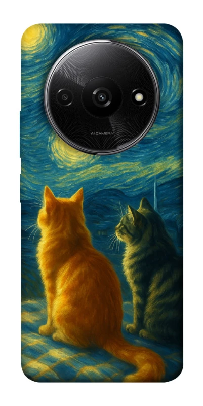 Чохол на Xiaomi Redmi A3 Cats under the stars фото 1 з 1