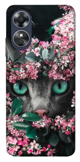 Чохол на Oppo A17 Кіт в квітах фото 1 з 1