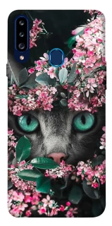 Чехол на Samsung Galaxy A20s Кот в цветах фото 1 из 1
