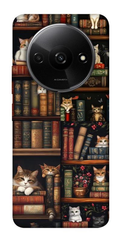 Чохол на Xiaomi Redmi A3 Cats & Books фото 1 з 1