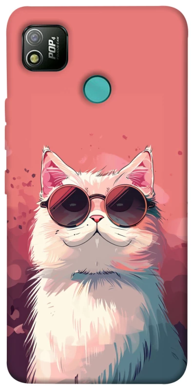 Чохол на TECNO POP 4 Сat with glasses фото 1 з 1