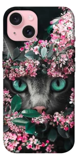 Чохол на Apple iPhone 15 (6.1") Кіт в квітах фото 1 з 1