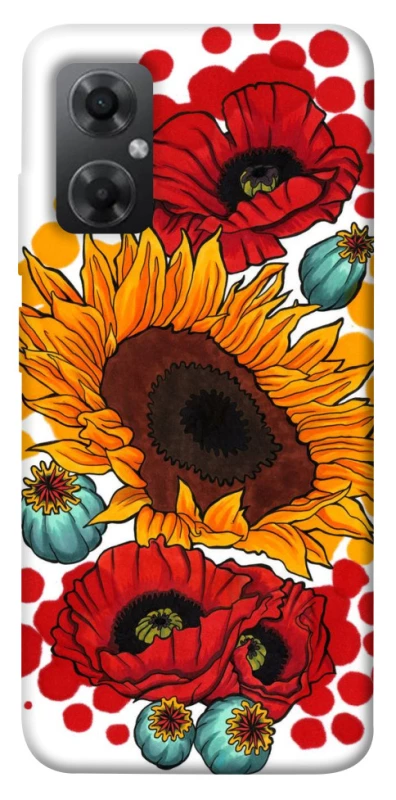 Чохол на Xiaomi Redmi Note 11R Соняшники та маки фото 1 з 1