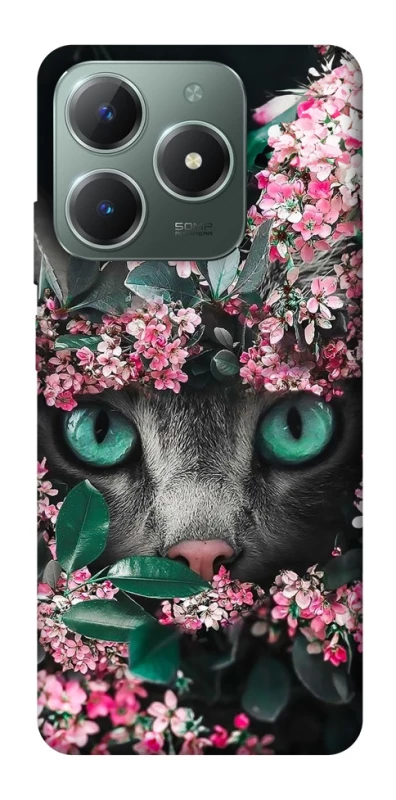 Чехол на Realme C61 Кот в цветах фото 1 из 1