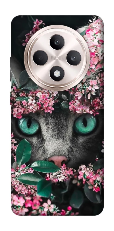 Чехол на Oppo Reno 12 F 4G/5G Кот в цветах фото 1 из 1