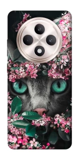 Чехол на Oppo Reno 12 F 4G/5G Кот в цветах фото 1 из 1