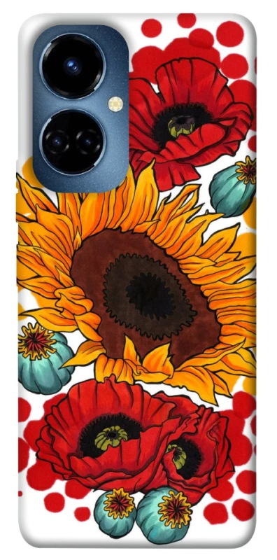 Чохол на TECNO Camon 19 Pro Соняшники та маки фото 1 з 1