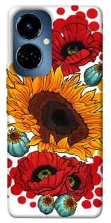 Чохол на TECNO Camon 19 Соняшники та маки фото 1 з 1