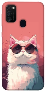 Чехол на Samsung Galaxy M30s / M21 Сat with glasses фото 1 из 1