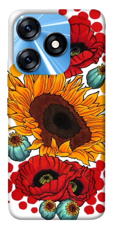 Чохол на TECNO Spark 10 Соняшники та маки фото 1 з 1