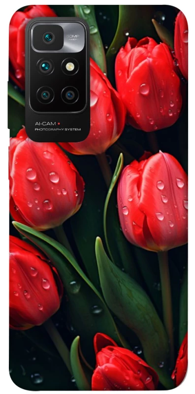 Чохол на Xiaomi Redmi 10 Червоні тюльпани фото 1 з 1