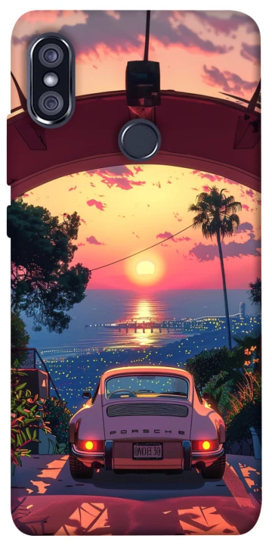Чехол на Xiaomi Redmi Note 5 Pro / Note 5 (AI Dual Camera) Porsche at sunset фото 1 из 1
