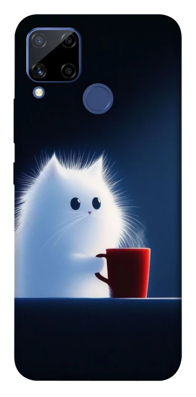 Чехол на Realme C15 Чехол кот с кофе фото 1 из 1