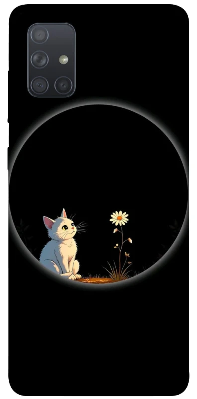 Чохол на Samsung Galaxy A71 Cat and flower фото 1 з 1