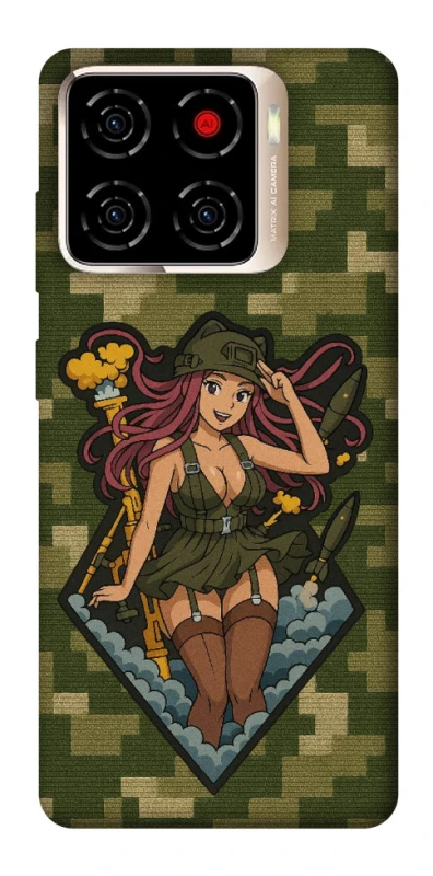 Чохол на ZTE Blade A56 Military Waifu фото 1 з 1