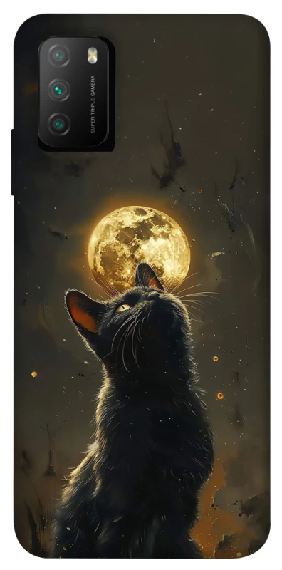 Чохол на Xiaomi Poco M3 Кіт під місяцем v2 фото 1 з 1