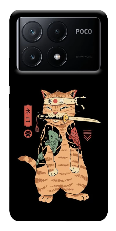 Чохол на Xiaomi Poco X6 Кіт-самурай фото 1 з 1