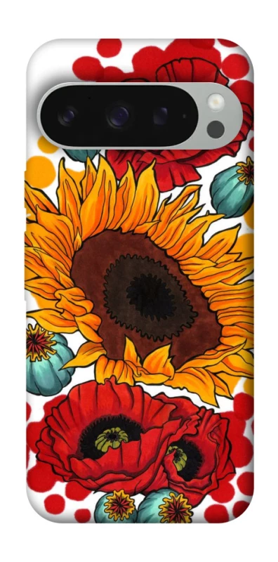 Чехол на Google Pixel 10 Pro XL Подсолнечники и маки фото 1 из 1