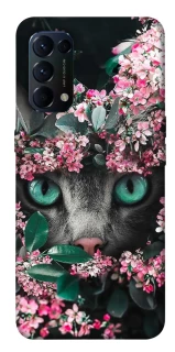 Чехол на Oppo Reno 5 4G Кот в цветах фото 1 из 1