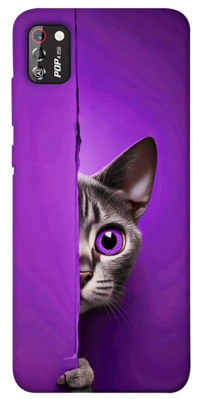 Чохол на TECNO POP 4 Pro Кіт-підглядач фото 1 з 1