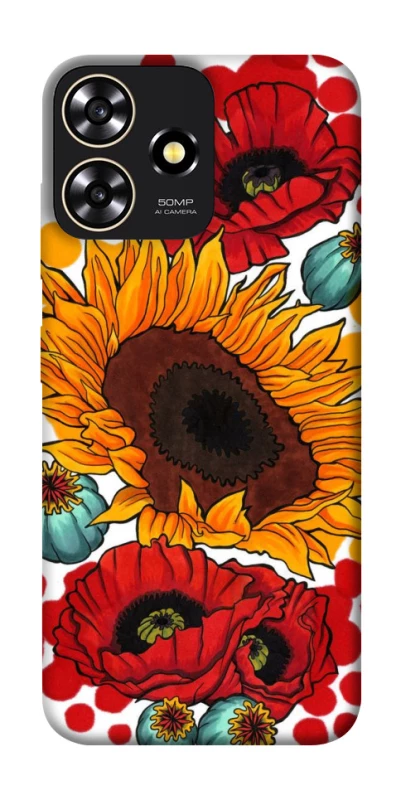 Чохол на ZTE Blade A73 4G Соняшники та маки фото 1 з 1