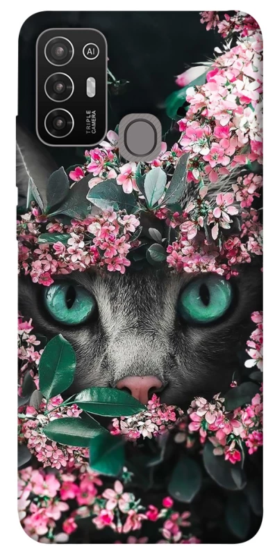 Чехол на ZTE Blade A52 Кот в цветах фото 1 из 1