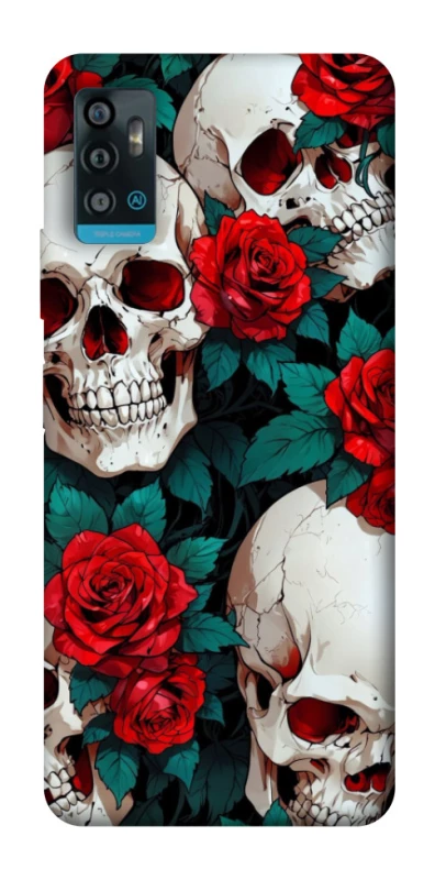 Чохол на ZTE Blade A71 skull and rose фото 1 з 1