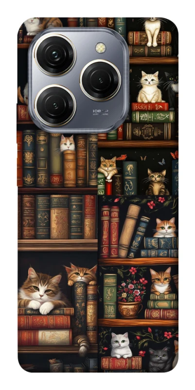 Чехол на TECNO Spark 20 Pro Cats & Books фото 1 из 1