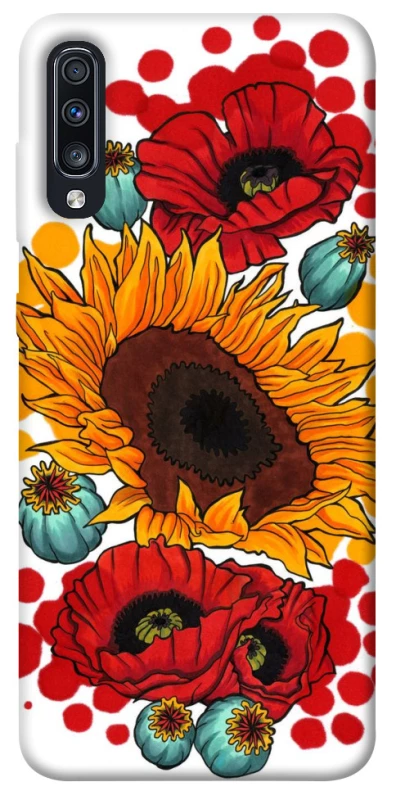 Чохол на Samsung Galaxy A70 (A705F) Соняшники та маки фото 1 з 1